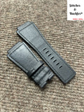 24/24mm Black Calf Leather Strap for Bell & Ross BR01/03 Models
