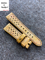 20/18mm Handmade Stonewash Mustard Calf Racing Leather Strap