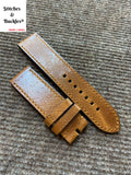 23/23mm Vintage Brown Calf Leather Strap for Tudor BlackBay Bronze Models