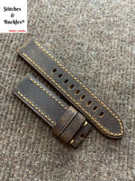 22/22mm Vintage Dark Brown Calf Leather Watch Strap