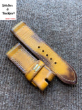 26/26mm Vintage Handmade Burnt Yellow Calf Leather Watch Strap