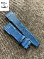 22/18mm Blue Calf Flieger Style Leather Strap