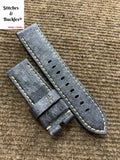 24/24mm Silver Blue Calf Leather Strap