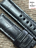 24/22mm Handmade Black Alligator Strap for Panerai 44mm Models