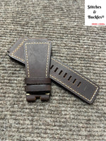 24/24mm Dark Brown Calf Leather Strap for Bell & Ross BR01/03 Models