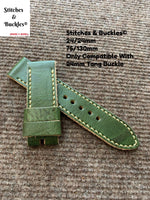 24/24mm Vintage Handmade Green Calf Leather Watch Strap