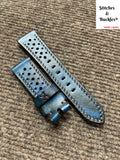 22/20mm Handmade Vintage Blue Calf Racing Strap