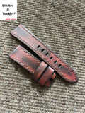 22/20mm Handmade Vintage Burgundy Red Calf Leather Strap