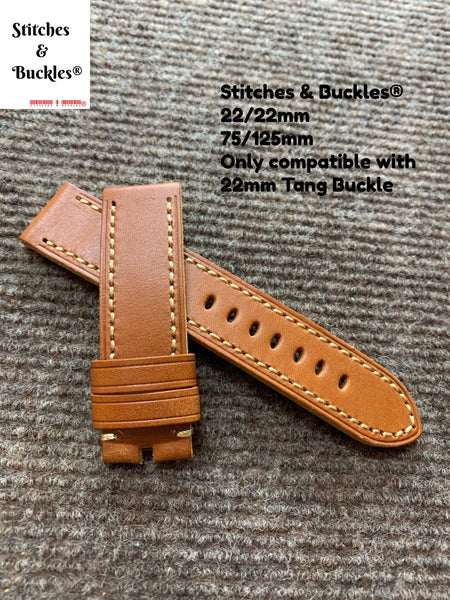 22/22mm Tan Calf Leather Watch Strap