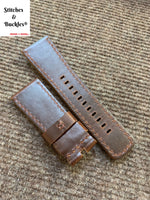 28/24mm Handmade Brown Calf Leather Strap for All Sevenfriday Models