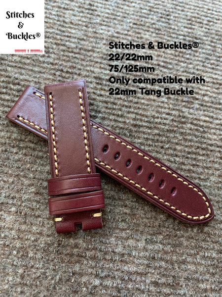 22/22mm Maroon Calf Leather Watch Strap