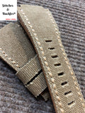 24/24mm Handmade Brown Canvas Leather Strap For Bell & Ross 01/03 Models