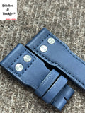 22/18mm Riveted Navy Blue Calf Leather For IWC Big Pilot