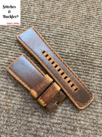 28/24mm Handmade Distressed Brown Calf Leather Strap for All Sevenfriday Models