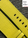 24/22mm Handmade Yellow Alran Leather Strap