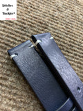 20/18mm Vintage Dark Navy Blue Calf Leather Strap