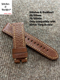 22/22mm Textured Brown Calf Leather Watch Strap