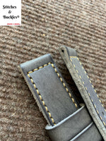 24/24mm Vintage Handmade Grey Calf Leather Strap