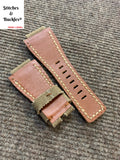 24/24mm Handmade Brown Canvas Leather Strap For Bell & Ross 01/03 Models