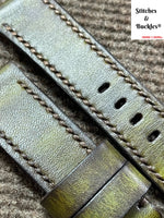 24/22mm Handmade Vintage Olive Calf Leather Strap for Panerai Luminor