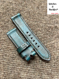 24/22mm Handmade Vintage Burnt Teal Calf Leather Strap for Panerai Luminor