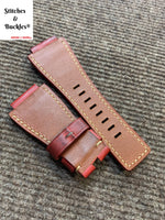 24/24mm Handmade Red Calf Leather Strap For Bell & Ross 01/03 Models