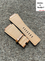 24/24mm Tan Brown Calf Leather Strap for Bell & Ross BR01/03 Models