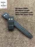22/18mm Riveted Black Kevlar Leather Watch Strap for IWC Big Pilot Clasp Models