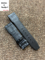 21/18mm Black Alligator Embossed Calf Leather Strap for IWC 3717/3777 Pilot Chronograph Models