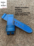 24/24mm Vintage Handmade Blue Calf Leather Watch Strap