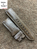 24/22mm Grey Calf Leather Strap